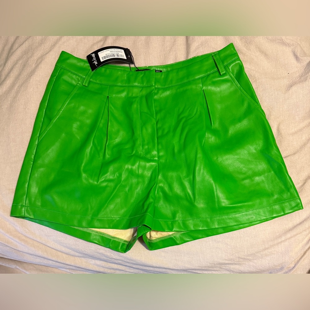 Vibrant Green Faux Leather Women's Shorts